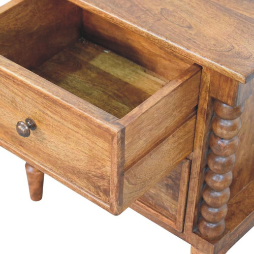 24" Brown Solid Wood Two Drawer Nightstand
