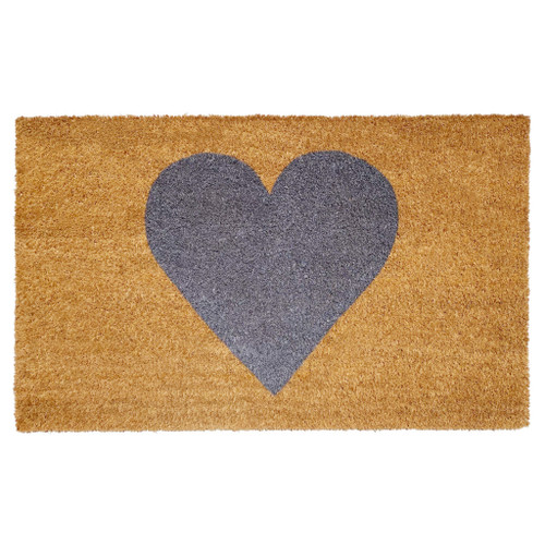 24" X 48" Brown And Gray Heart Outdoor Coir Door Mat