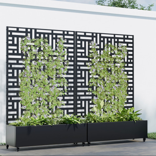 71" X 47" Black Galvanized Metal Rectangular Planter Box