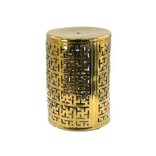 18" Gold Ceramic Garden Stool