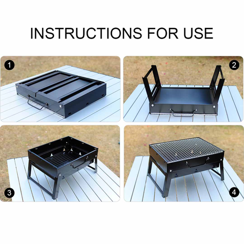 Portable Mini Folding Thick Boxtype Charcoal Grill for Outdoor BBQ Camping
