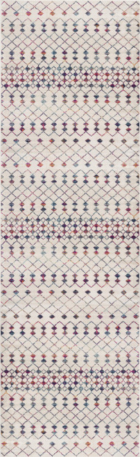 19' Runner Beige And Blue Abstract Runner Rug