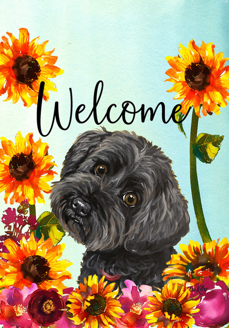 Yorkiepoo - Hippie Hound Studios Welcome Garden Flag