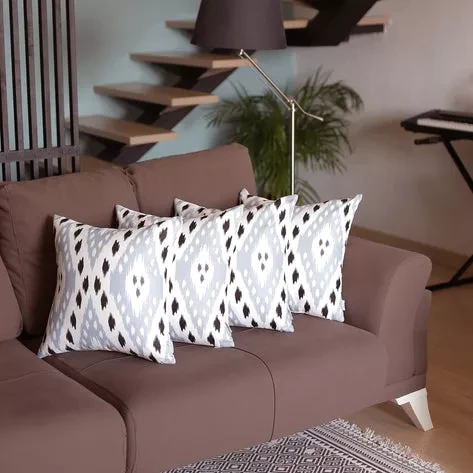 Ikat Set of 4 Square Boho Throw Pillow Covers