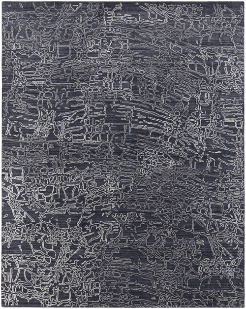 4' X 6' Black Gray and Ivory Abstract Hand Woven Area Rug