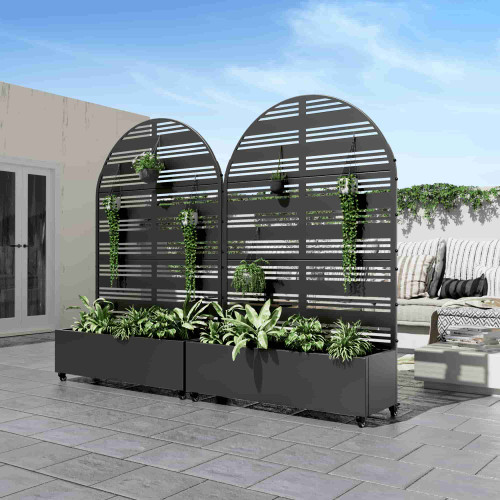 47" Black Metal Indoor Outdoor Rectangular Planter Box