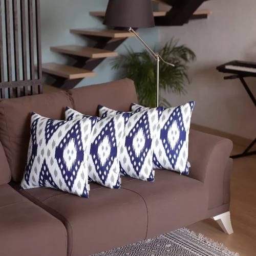 Ikat Set of 4 Square Bohemian Throw Pillows
