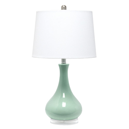 26" Aqua Ceramic Novelty Table Lamp With White Drum Shade