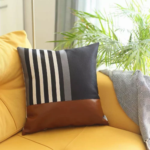 Boho-Chic Vegan Faux Leather Throw Pillow Covers