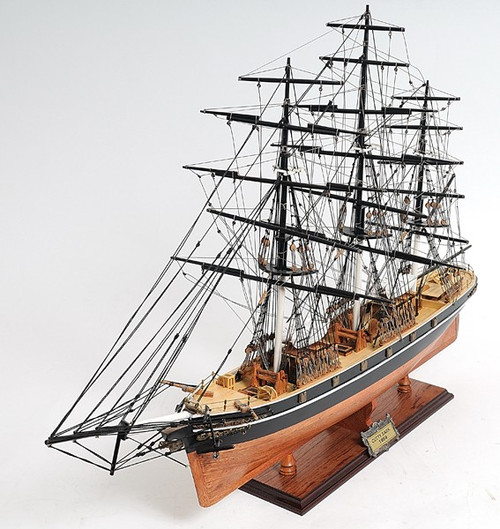 25" Brown And Black Solid Wood Hand Painted Boat