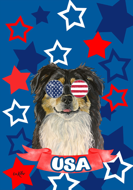 Border Collie - Hippie Hound Studios Patriotic  House and Garden Flags