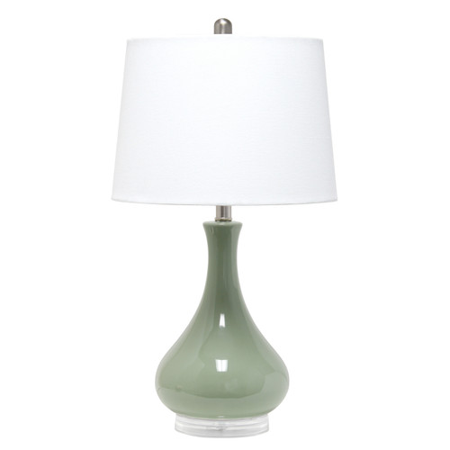 26" Sage Round Table Lamp With Drum Shade