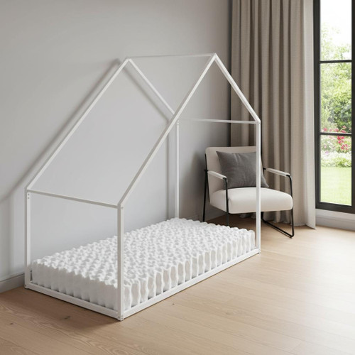 White Metal Twin House Bed