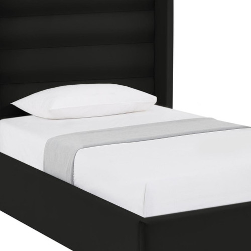 Black Tufted Velvet Upholstered Twin Bed Frame
