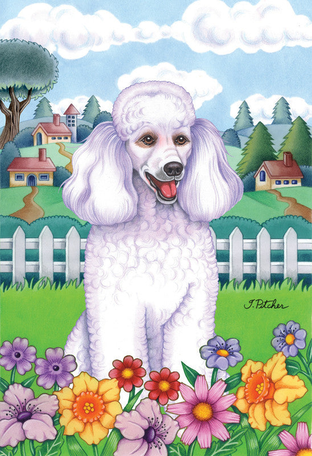 Poodle White- Tomoyo Pitcher Van Gogh Garden Flag