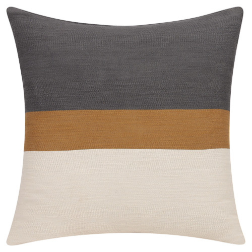 20" Brown And Burnished Brown Striped Cotton Throw Pillow