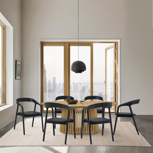 Seven Piece Oak Oval Dining Set with Six Chairs
