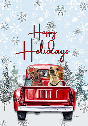 Dachshund Piebald - Hippie Hound Studio Best of Breed Holiday House and Garden Flag