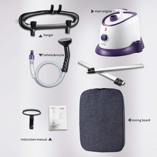 Garment Steamer Vertical Twin Pole Clothes ml w Professional Steaming Kit Purple
