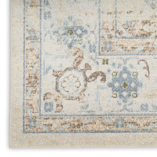 8' X 10' Beige Blue And Ivory Medallion Area Rug