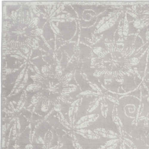 4' X 6' Gray And Ivory Floral Distressed Area Rug