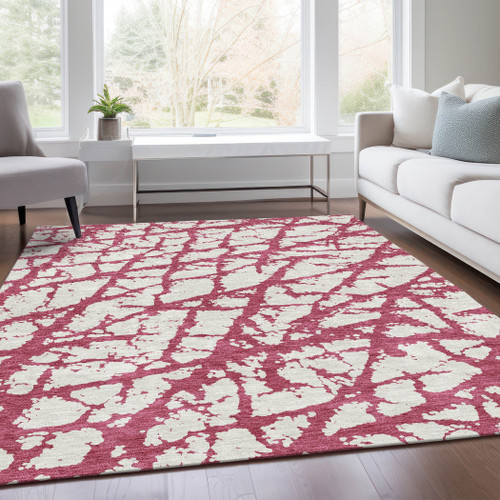 10' X 14' Blush And Ivory Abstract Washable Area Rug With UV Protection