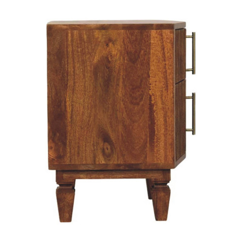 22" Brown Solid Wood Two Drawer Nightstand