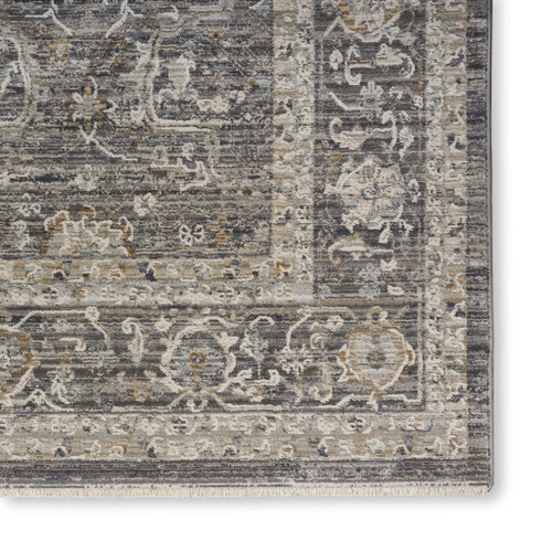 10' X 14' Ivory And Gray Floral Distressed Area Rug