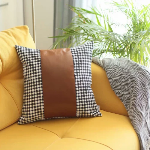 Boho-Chic Vegan Faux Leather Throw Pillow
