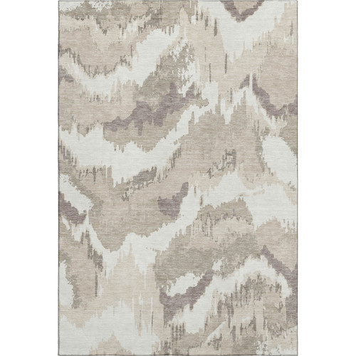 9' X 12' Beige And Ivory Abstract Washable Area Rug With UV Protection