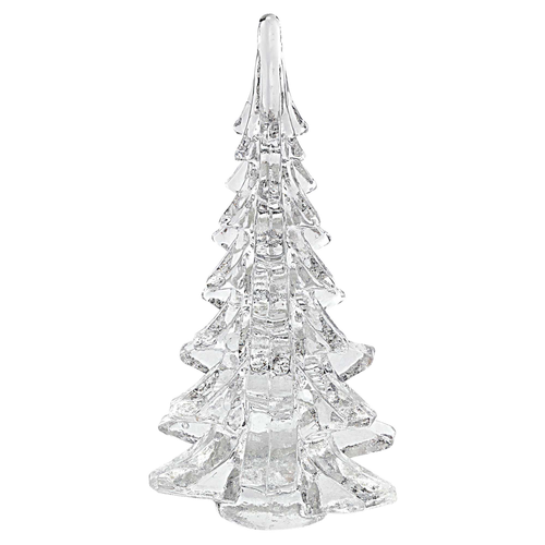 10" Mouth Blown Clear Glass Christmas Tree Sculpture