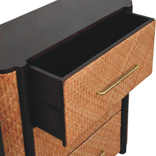 35" Brown Solid Wood Three Drawer Sideboard
