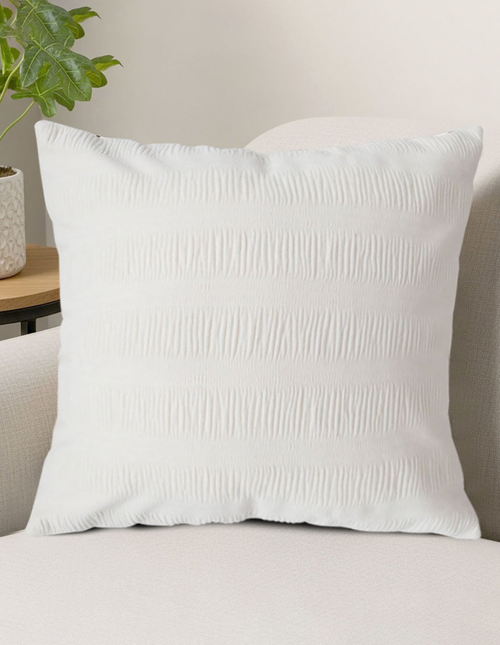 Cream Corduroy Polyester Throw Pillow Cover