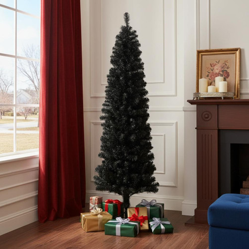 7.5' Black Full Spruce Christmas Tree