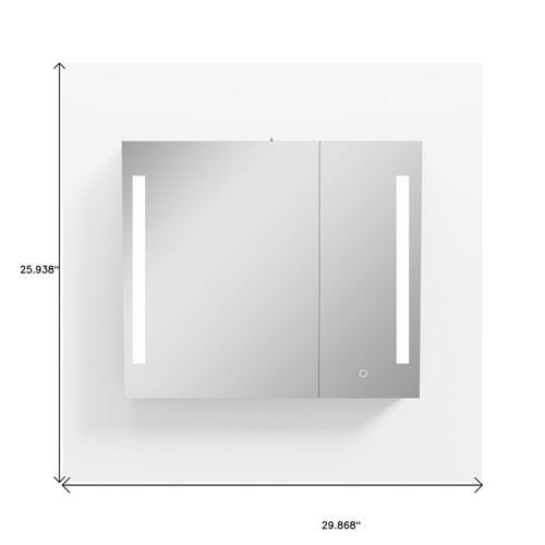 26" Black Lighted Metal Framed Mirror Set