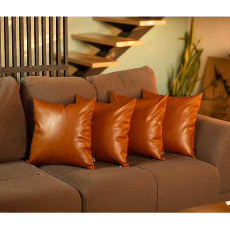 Bohemian Vegan Faux Leather Throw Pillow Covers