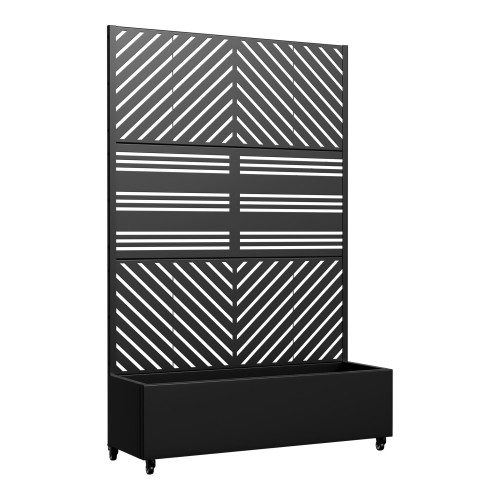 71" X 47" Black Galvanized Metal Rectangular Planter Box