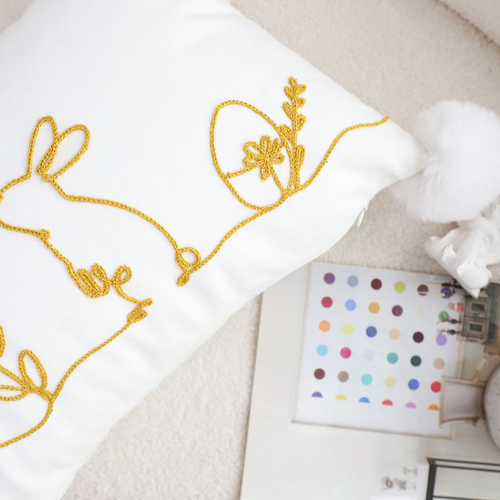 Whimsical Bunny Embroide Pillowcase