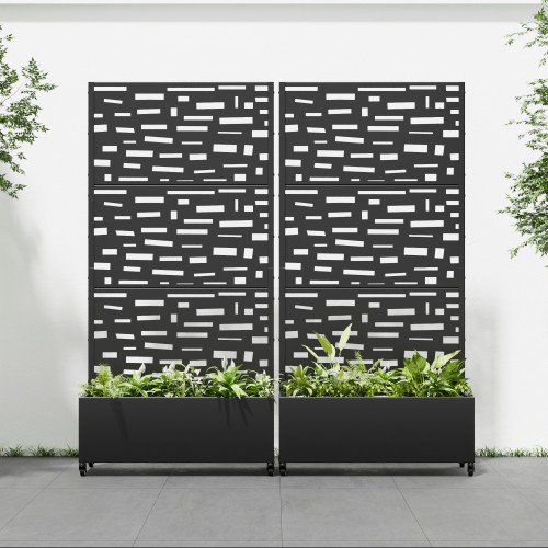 71" X 35" Black Galvanized Metal Rectangular Planter Box