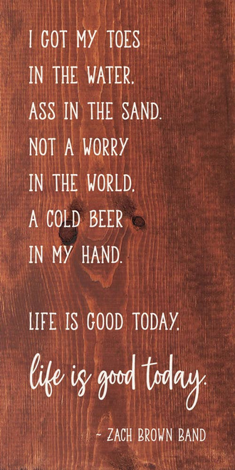 I got my toes in the water - Zach Brown Band Farmhouse Sign