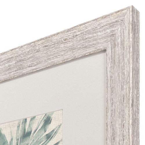 Set Of Two Burlap Ocean Palm I Distressed White Framed Wall Art