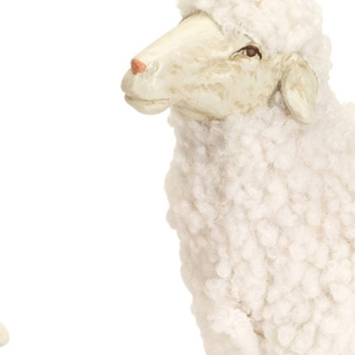 Set of Four White Polyresin Sheep Tabletop Sculptures