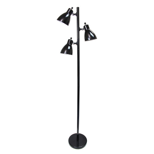 64" Black Metal Floor Lamp With Black Metal Cone Shade
