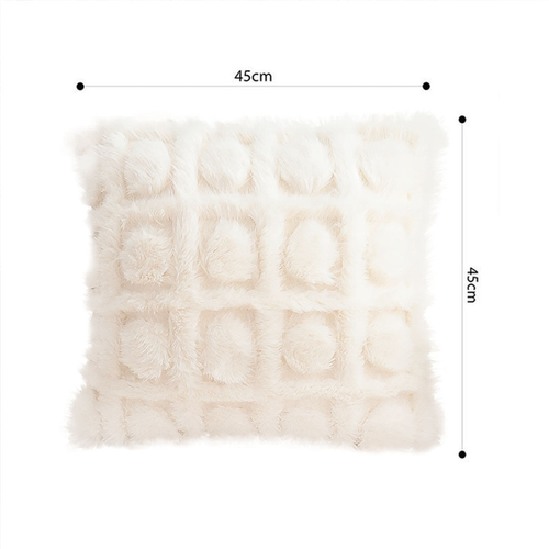 Cream PomPom Grid Pillowcase