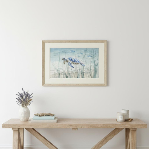 Undersea Turtle Brown Framed Wall Art