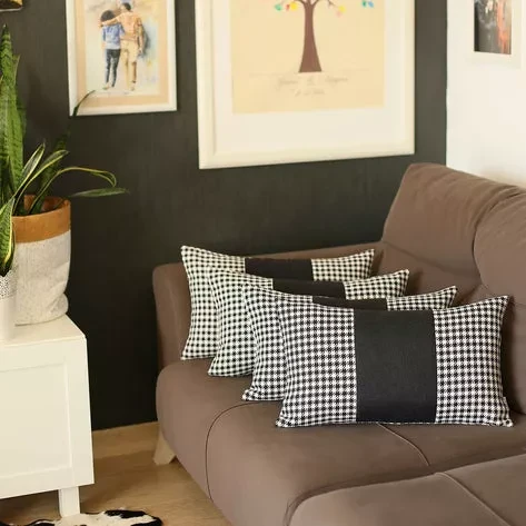Boho-Chic Houndstooth Jacquard Throw Pillow Covers