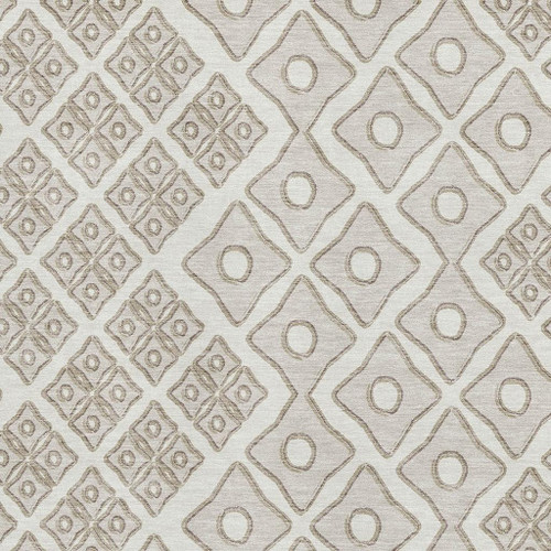 10' X 14' Ivory And Beige Geometric Washable Area Rug With UV Protection