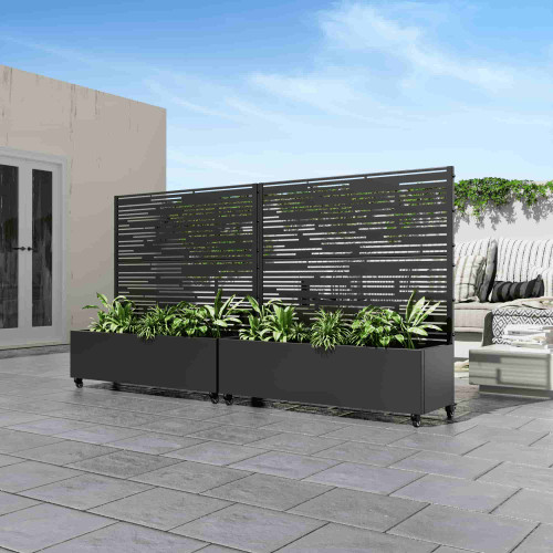 47" Black Metal Indoor Outdoor Rectangular Planter Box