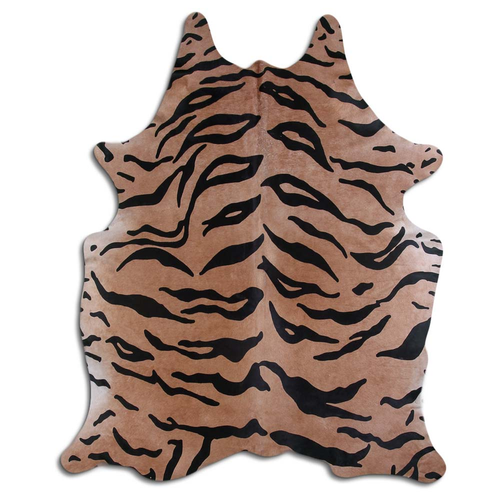 PRINTED HAIR ON COWHIDE BENGAL TIGER ON BEIGE