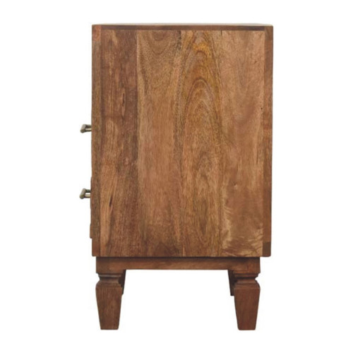 24" Brown Solid Wood Two Drawer Nightstand